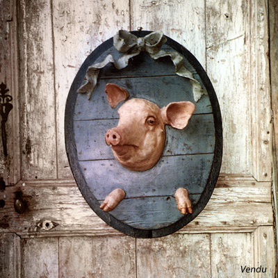 Tête de cochon | Animaux | Sculpture en papier mâché | Mélanie Bourlon