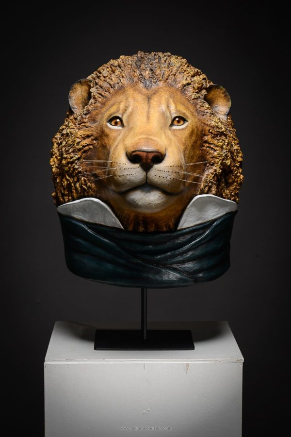 Lion- Sculpture en papier de Mélanie Bourlon - 38 Le Avenières - Isère - Rhône-Alpes - France - Photo : Anthony Cottarel