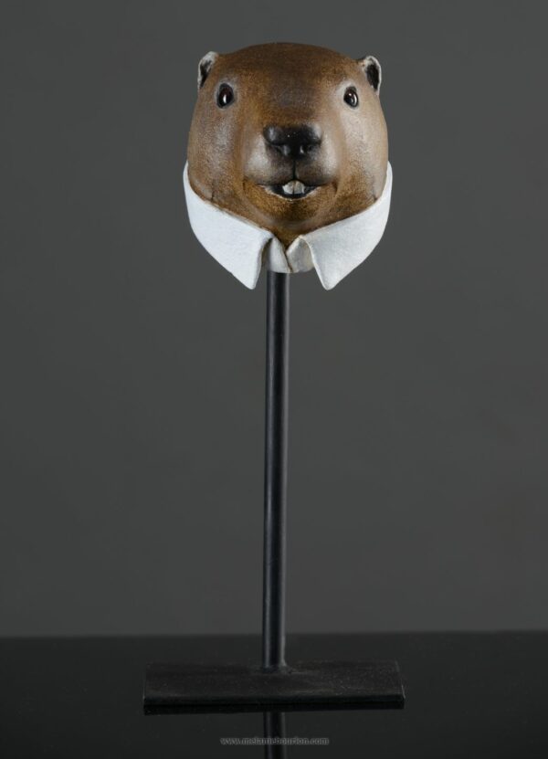 Tête de marmotte- Sculpture en papier de Mélanie Bourlon - 38 Le Avenières - Isère - Rhône-Alpes - France - Photo : Anthony Cottarel