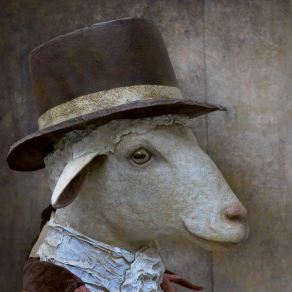 Mouton marquis Impression sur toile 20x20 cm - Mélanie Bourlon Sculptures en Papier Mâché