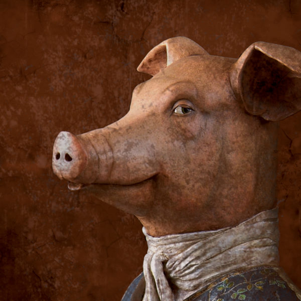 Sieur cochon Impression sur toile 20x20 cm - Mélanie Bourlon Sculptures en Papier Mâché