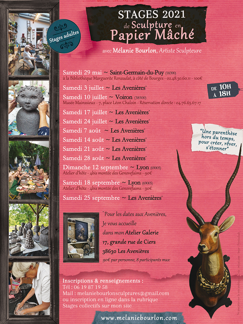 Stages de sculpture en Papier Mâché par Mélanie Bourlon - Dates 2021 Stages de sculpture en Papier Mâché par Mélanie Bourlon - Dates 2021