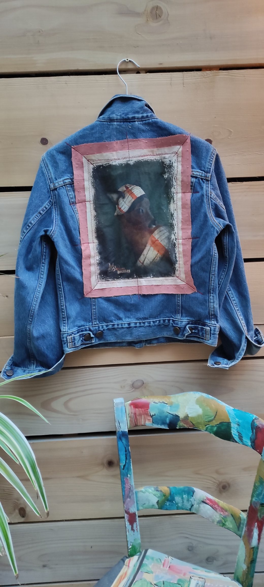 Veste en jean vintage "La Belle Odalisque" 1 | Mélanie Bourlon, Artiste  Sculpteur | Créations | Boutique