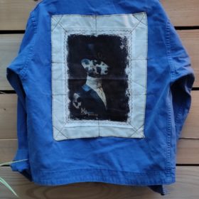 Melanie Bourlon veste bleu de travail vintage dalmacienne
