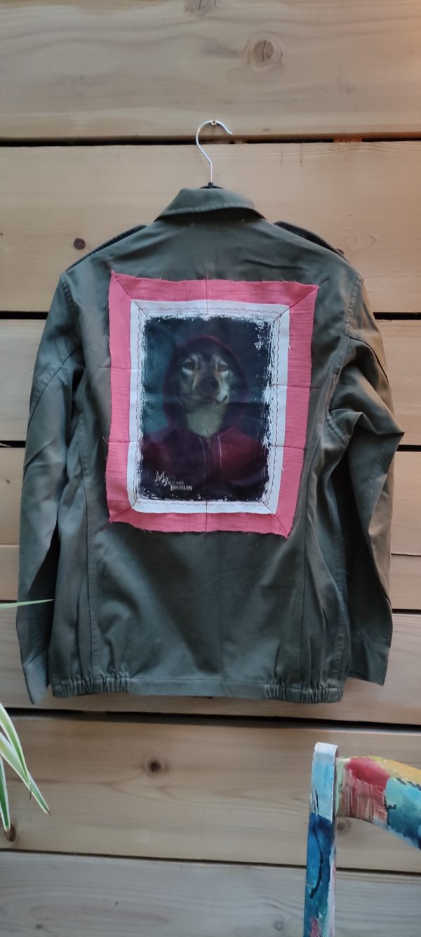 Melanie Bourlon, veste treillis vintage, loup