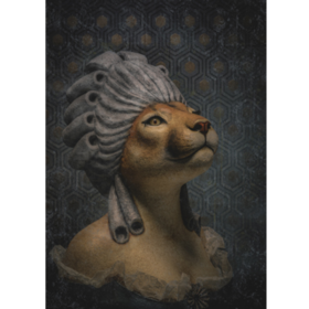 Peinture 40 x 60 - Dame Puma - Sculpture papier mâché Mélanie Bourlon - Impression sur toile