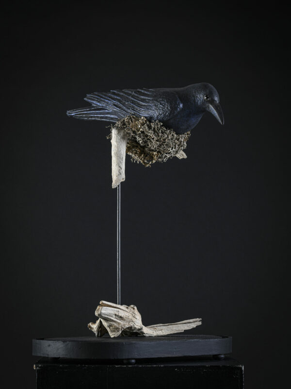 Corbeau -Melanie Bourlon sculptures papier mâché