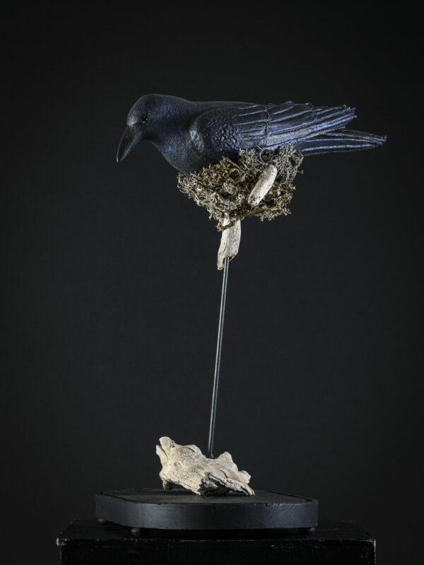 Corbeau -Melanie Bourlon sculptures papier mâché