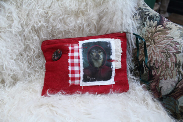 Pochette rouge Loup vichy rouge - S