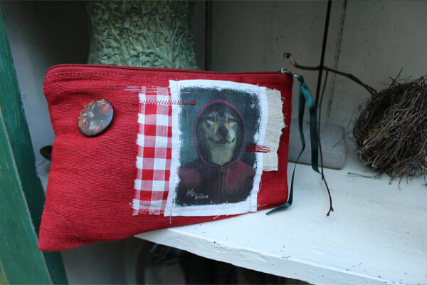 Pochette rouge Loup vichy rouge - S
