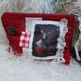Pochette rouge Souris - petit Vichy rouge - S