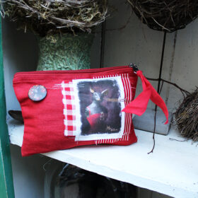 Pochette rouge Souris vichy rouge - S
