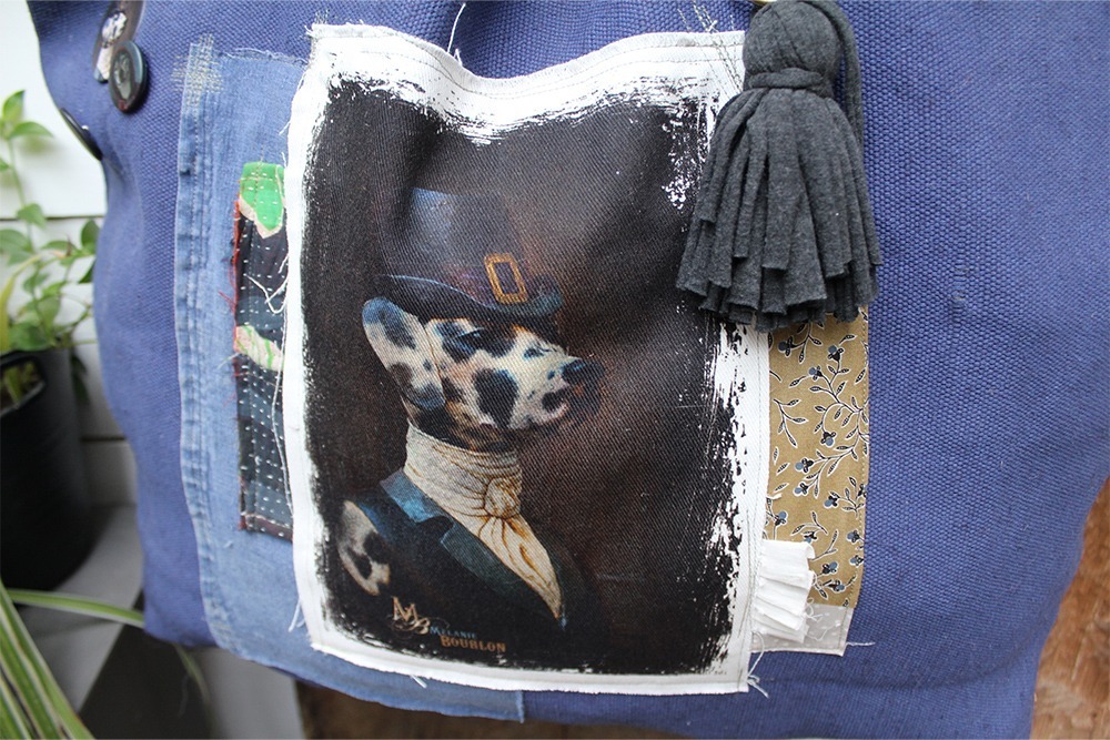 Grand sac Mélanie Bourlon dalmatienne - Pompon gris