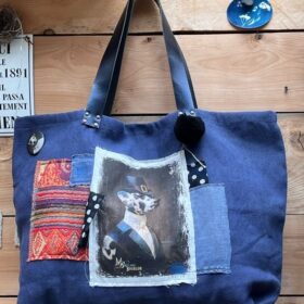 Grand Sac bleu 3 Dalmatienne - Mélanie Bourlon Sculptures Papier Mâché 1