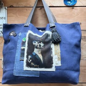 Grand Sac bleu 5 Dalmatienne - Mélanie Bourlon Sculptures Papier Mâché 1