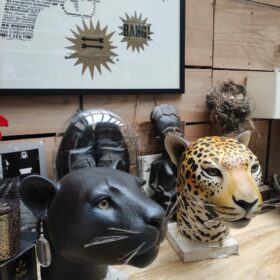 Couple de jaguars - Sculpture en papier mâché de Mélanie Bourlon - Isère, France, bestiaire