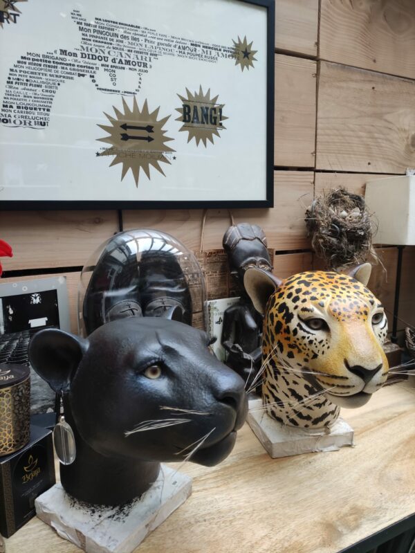 Couple de jaguars - Sculpture en papier mâché de Mélanie Bourlon - Isère, France, bestiaire