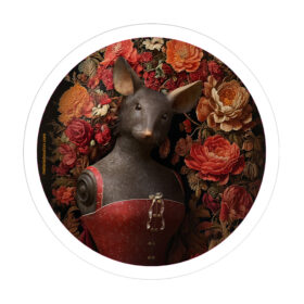 Badge souris fleurs -Mélanie Bourlon papier mâché