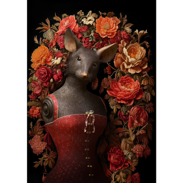 Peinture 40 x 60 - Souris fleurs - Impression sur toile - Mélanie Bourlon Sculptures en Papier mâché