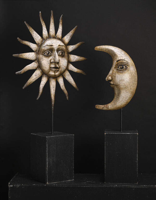 Lune et Soleil papier mâché Melanie Bourlon