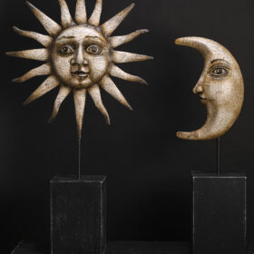 Lune et Soleil papier mâché Melanie Bourlon