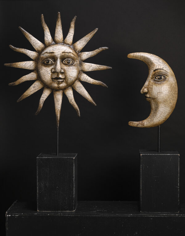 Lune et Soleil papier mâché Melanie Bourlon