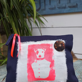 Pochette bleu sombre Jack Russel -T012-S - melanie bourlon