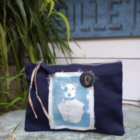 Pochette bleue sombre Jack Russel -T015-S _ melanie bourlon