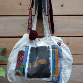 Sac blanc "biche à la perle" S006 melanie bourlon papier mache