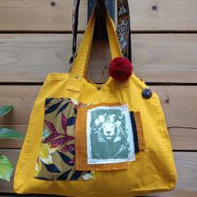 Sac jaune "Lion" S001 melanie bourlon papier mache