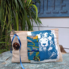 Pochette écrue -Lion -T032-S melanie bourlon