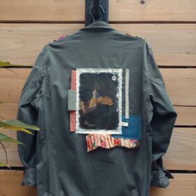 veste kaki biche a la perle -V007 melanie bourlon papier mâché