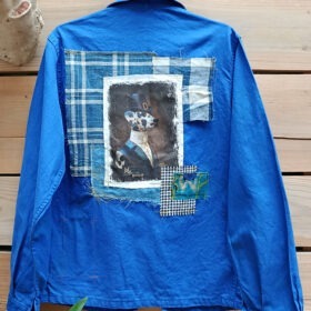 Veste bleu de travail vintage "Dalmatienne" - V015 - melanie bourlon - papier mache