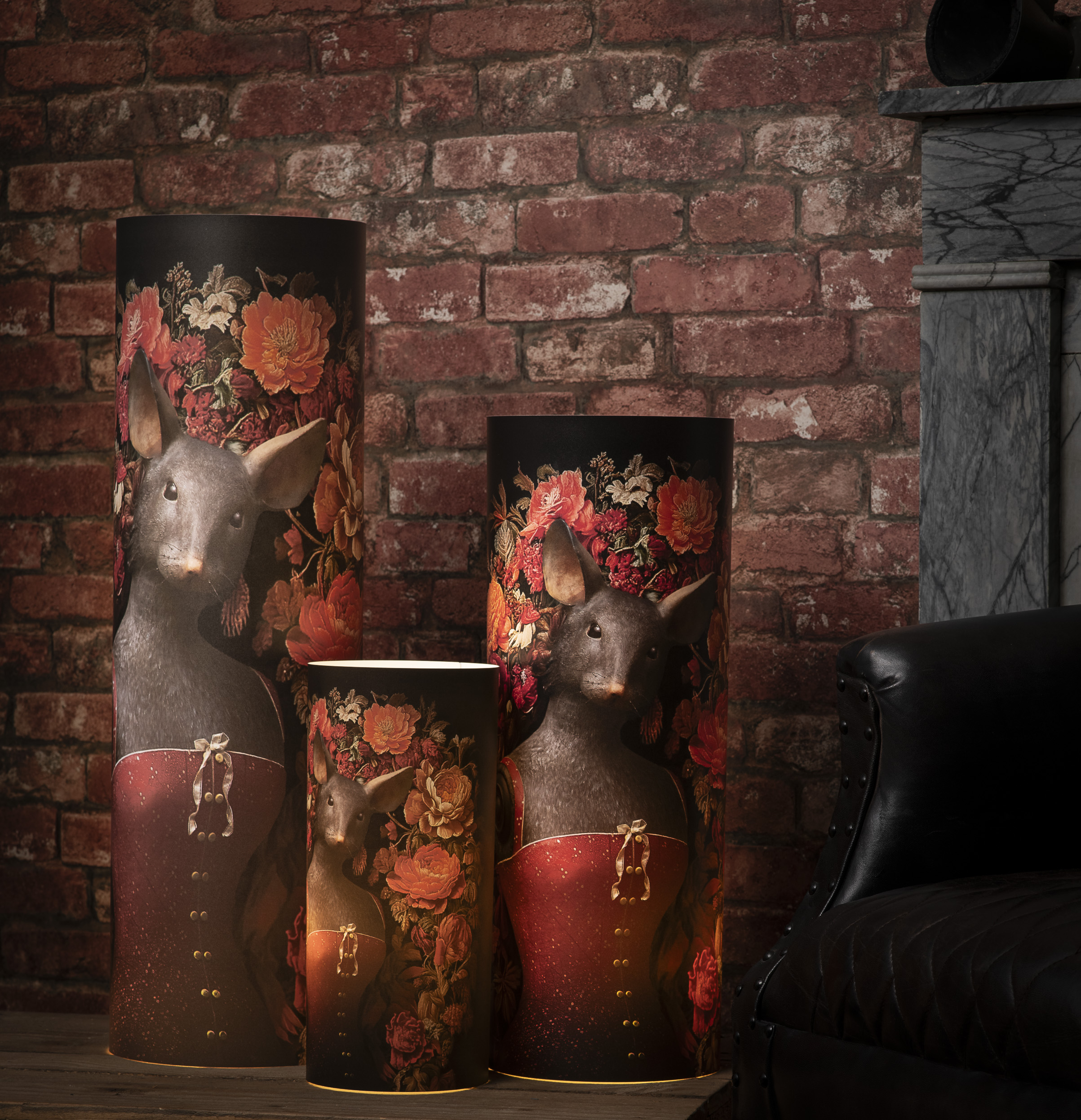 Lampe Souricette aux fleurs Grande - petite -moyenne melanie bourlon - papier mâché