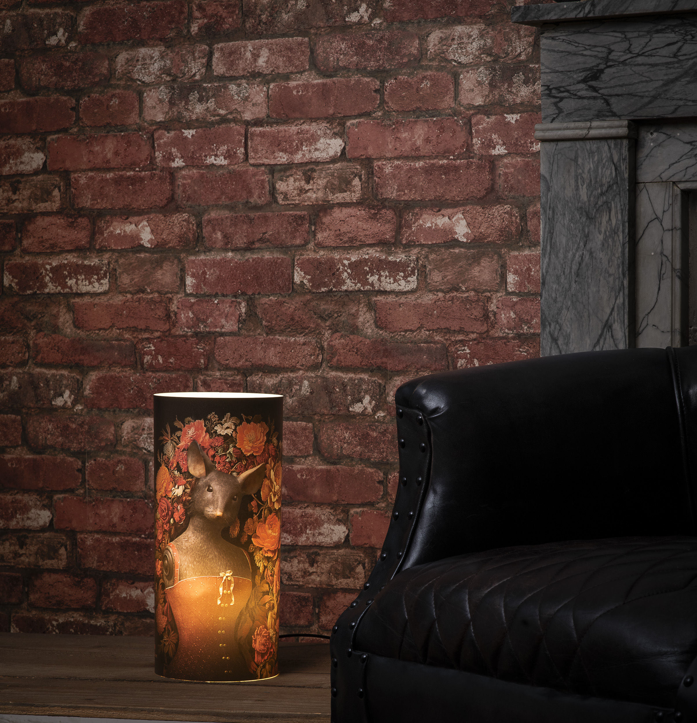 Lampe Souricette aux fleurs - Petite - melanie bourlon - papier mâché