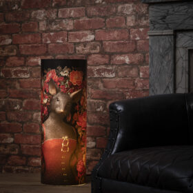 Lampe Souricette aux fleurs - Moyenne - melanie bourlon - papier mâché