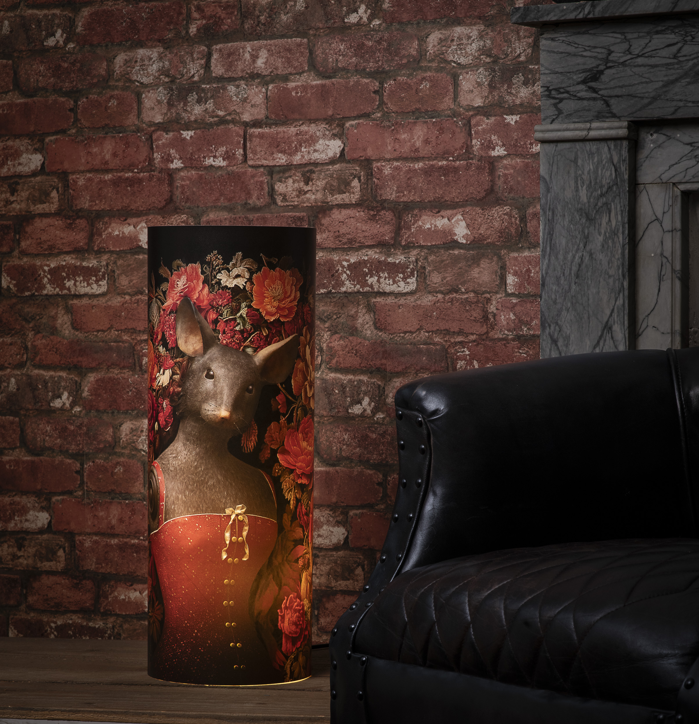 Lampe Souricette aux fleurs - Moyenne - melanie bourlon - papier mâché