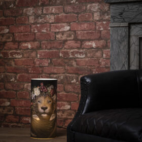 Lampe lion aux fleurs - Petite - melanie bourlon - papier mâché