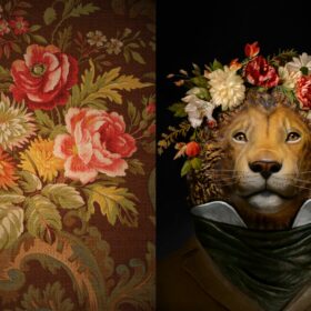 Set de table Lion aux fleurs - melanie bourlon - papier mâché