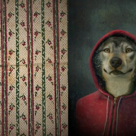 Set de table loup rouge - melanie bourlon - papier mache