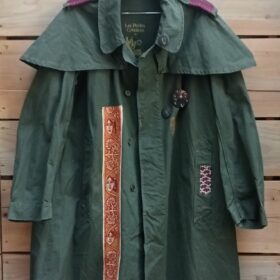 Veste kaki vintage "loup"- V013 -melanie bourlon- papier mache