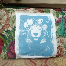 Pochette écrue motifs fleurs - Lion -T039 - M melanie bourlon