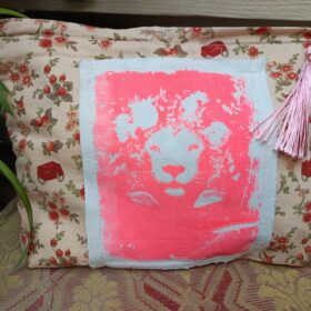 Pochette motifs fleurs - Lion -T040 - M melanie bourlon