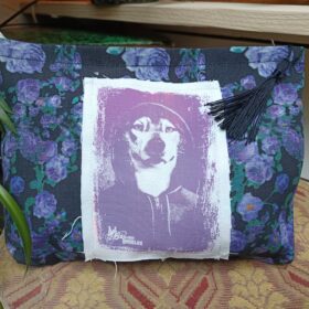 Pochette motifs fleurs - Loup -T041 - M melanie bourlon